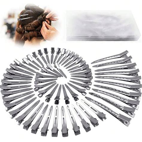 60Pcs Metal Alligator Hair Clips For Women Styling Sectioning, Silver ...