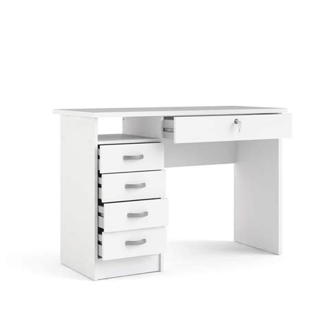Buy 43 in. Rectangular White 5 Drawer Writing Desk with Locking Feature ...