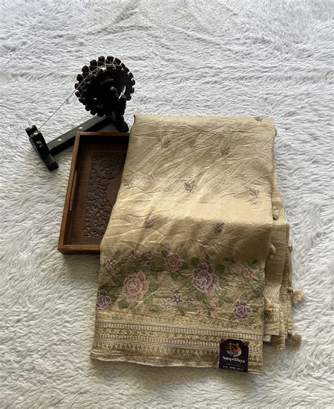 Inox Silk Saree Biscuit Color Paired with a Embroidered Border ...
