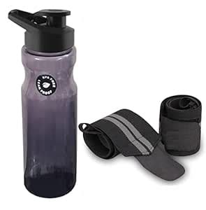 Shaker Sports Bottle Combo of Gym Water Bottle with Wrist Support Band ...