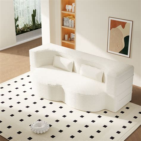 Eyisean 78" Twin Size Corduroy Convertible Floor Sleeper Sofa Bed ...