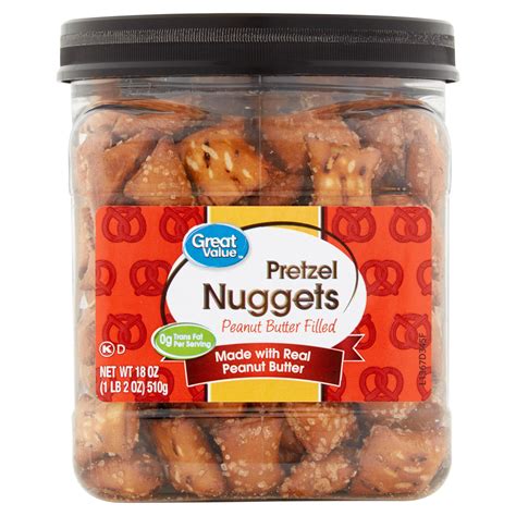 Great Value Peanut Butter Filled Pretzel Nuggets Canister, 18 oz ...