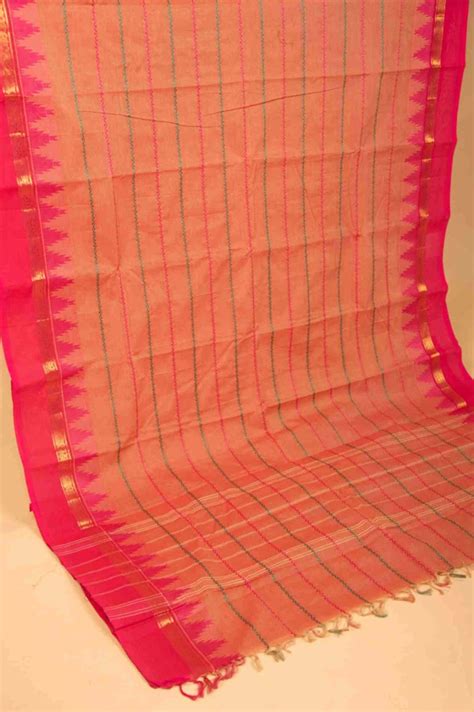 Buy Dual tone orange kanchi cotton saree Online | Sri Surabi
