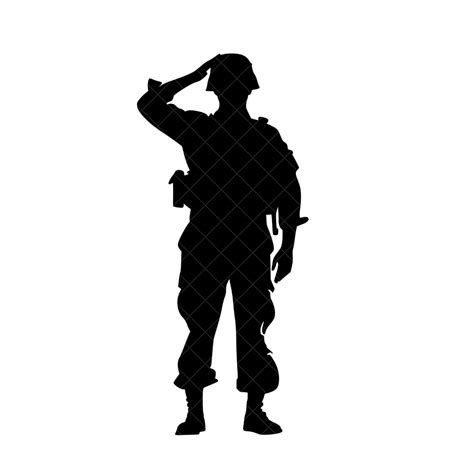 Soldier Saluting Silhouette SVG + PNG - Military Salute Svg - Veteran's Day Svg - American ...