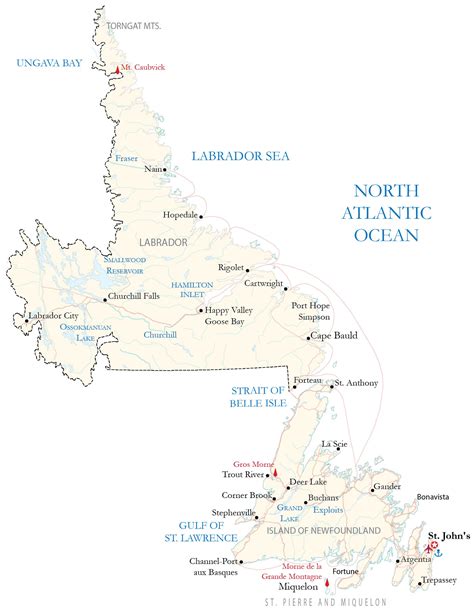 Map of Newfoundland and Labrador - GIS Geography
