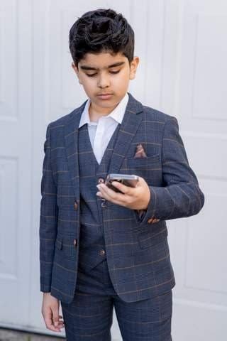 Marc Darcy | Marc Darcy Boy's Jenson Marine Navy Check Three Piece Suit ...