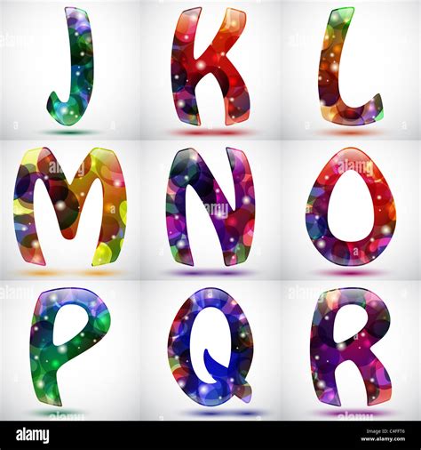 Set of nine shiny letters Stock Photo - Alamy