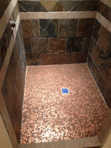 DIY Penny Tiles Bathroom Shower Makeover