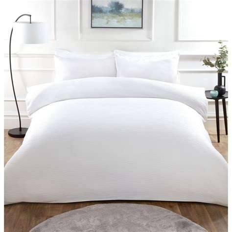 My Home Milan Double White Textured Duvet Cover Set | Wilko