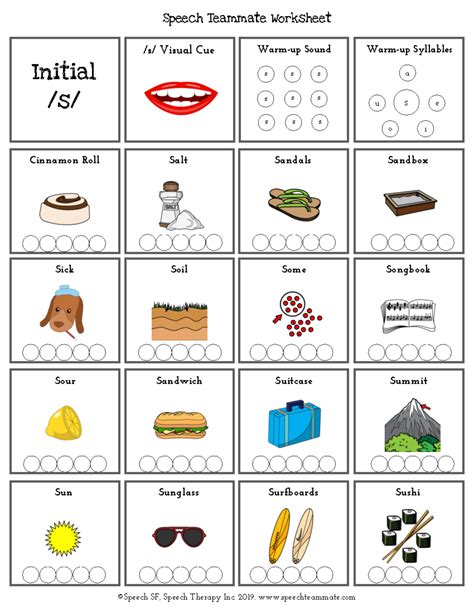 S initial words - s sound cards - REHA 2020 - Initial /s/ /s/ Visual ...