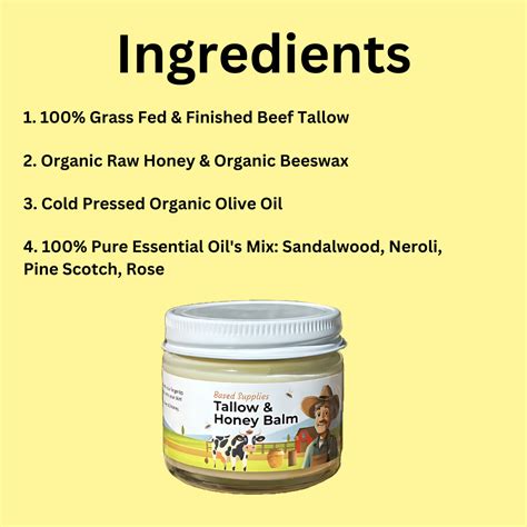 Pure Tallow Skin Cream Grass Fed Tallow and Honey Balm, Tallow Face Cream, Tallow Lotion, Tallow ...