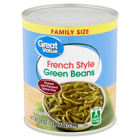 Great Value French-Style Green Beans, Family Size, 28 oz Can - Walmart.com