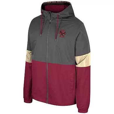 Men's Colosseum Charcoal Boston College Eagles Miles Full-Zip Hoodie Jacket
