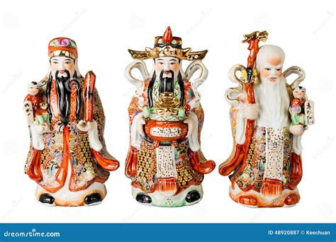 Chinese God of Fortune, Prosperity and Longevity Figurine Stock Image ...
