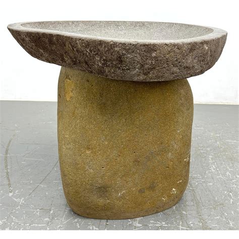 At Auction: HEAVY CARVED GRANITE GARDEN BIRD BATH. OUTDOOR. PATIO ...