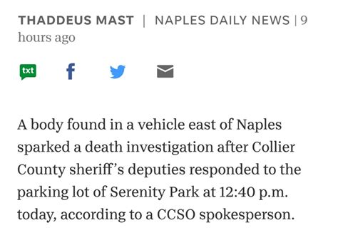 PHOTO Details Of Collier County Sheriff Finding Dead Body In Vehicle ...