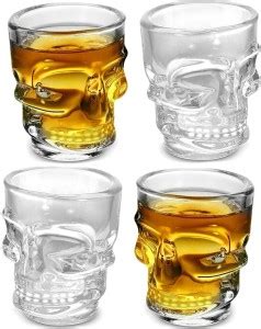 Right Gear (Pack of 4) 3D Skeleton Skull Face Shot Glass. Glass Set ...