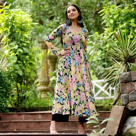 Vivid Floral Georgette Kurta – Kameez.co