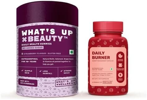 What's Up Wellness Daily Burner Capsules & Beauty Hair Gummies Combo ...