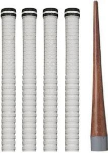 Sportsrebel Pair of 4 Cricket Bat White Grip + One Wooden Cone (Gripper ...