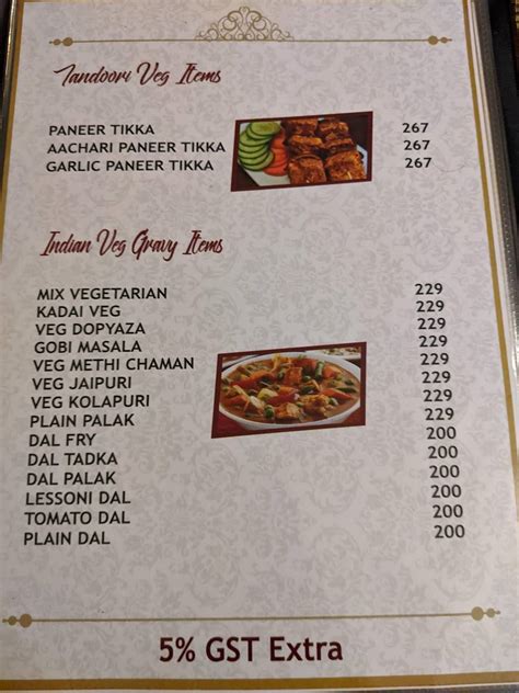 Menu at Meridian Restaurant, Hyderabad, 6-3-697
