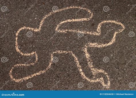 Crime Scene Chalk Outline of a Dead Body Stock Photo - Image of ...