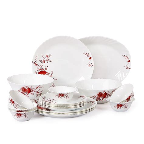Buy Cello Imperial Ocean Flower Opalware Dinner Set, 21 Pieces, White ...