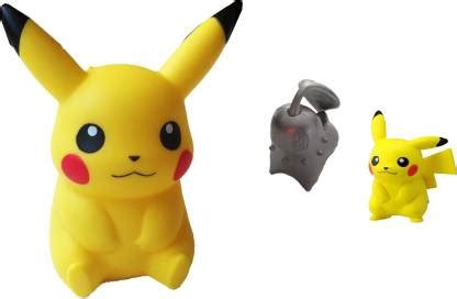 AncientKart Pokemon Pikachu & Silver Chikorita Figures, Noise doll Set ...