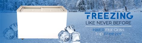 Haier HCF-410FGHC 410 Ltr Flat Glass Top Freezer with QDI basket, White ...
