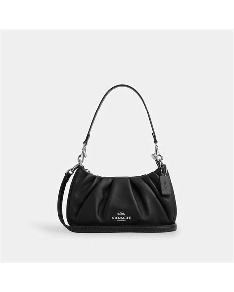 COACH Teri Shoulder Bag With Ruching in Black | Lyst