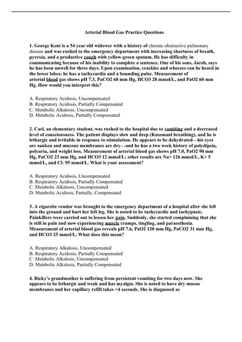 ABG Practice Questions With 100% Correct Answers A+ Newest Version 2024 ...