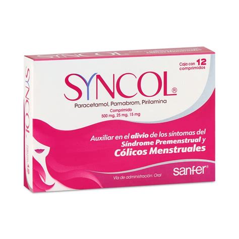 Syncol 500/25/15 mg Cmpr con 12 | Farmacia Soriana