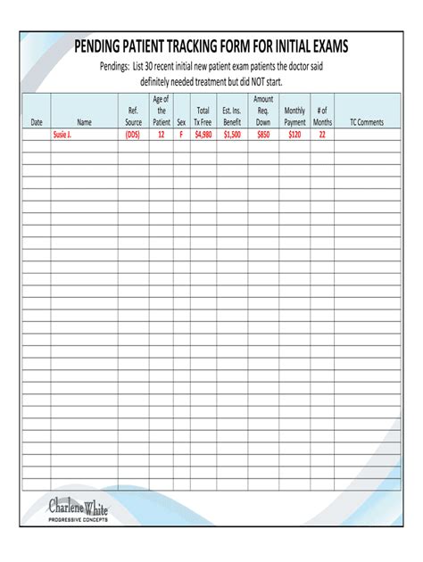 Fillable Online PENDING PATIENT TRACKING FORM FOR INITIAL EXAMS Fax ...