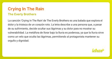 Significado de la canción CRYING IN THE RAIN (The Everly Brothers ...