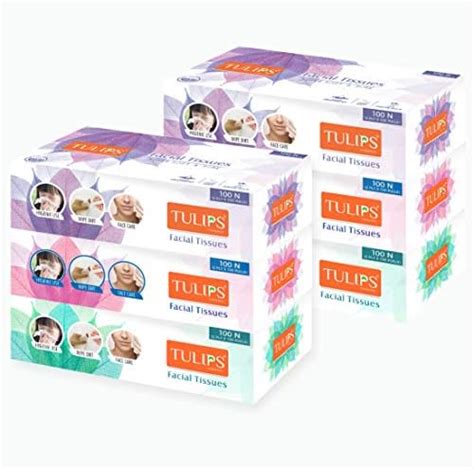 Tulips Premium Facial Tissue Paper Box, 3 ply x 80 Pulls, made with100 ...