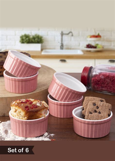 Get Ceramic Handmade Pink Ramekin Bowl-Set of 6 at ₹ 759 | LBB Shop
