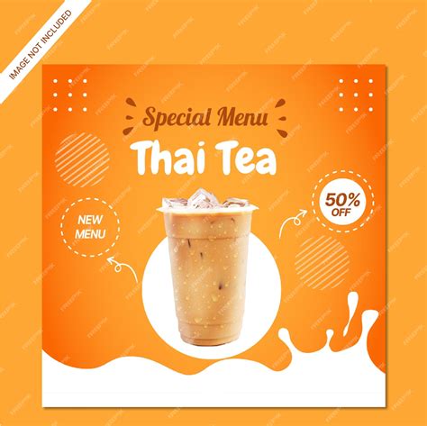 Premium Vector | Thai tea drink promotion instagram post