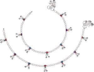 AanyaCentric Silver Plated Indian Anklets Payal Gift For Her Gift For ...