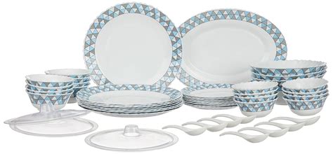 Larah by Borosil Weave Fluted Series Opalware Dinner Set | 44 Pieces ...