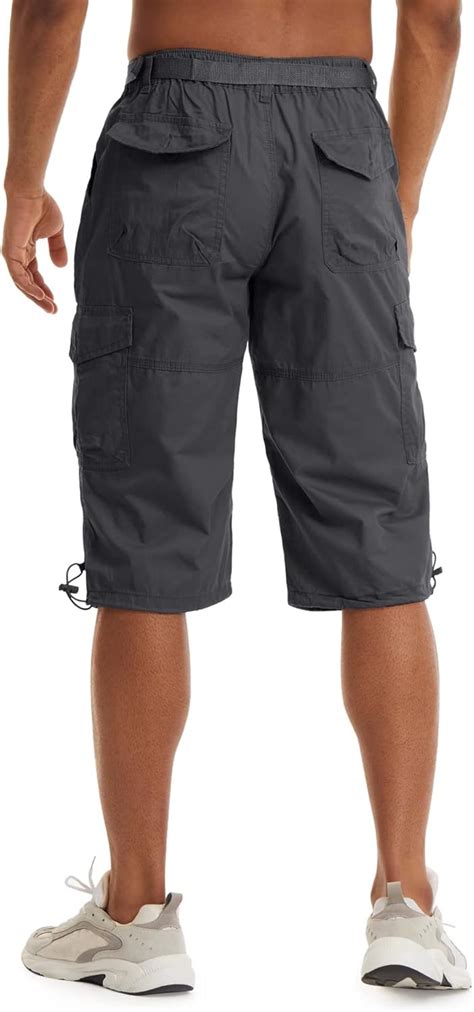 Buy HOPATISEN Men's 3/4 Capri Pants Below Knee Cargo Shorts Camping ...