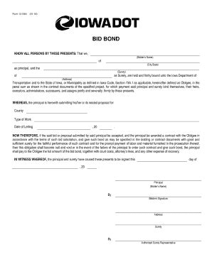 Fillable Online Iowa DOT's Bid Bond form 131084 Fax Email Print - pdfFiller