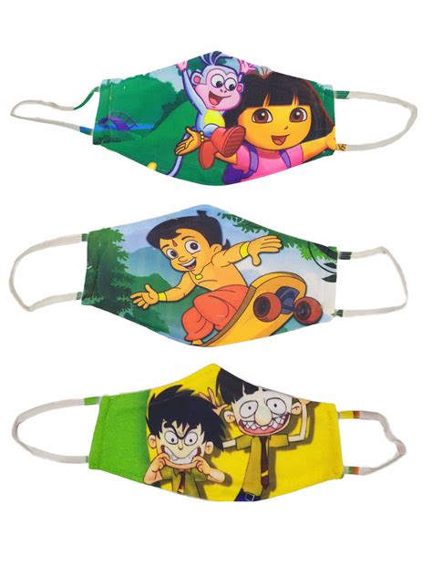 Assorted - Single One Piece Kids Face Mask Superheroes Cartoons Fairy ...