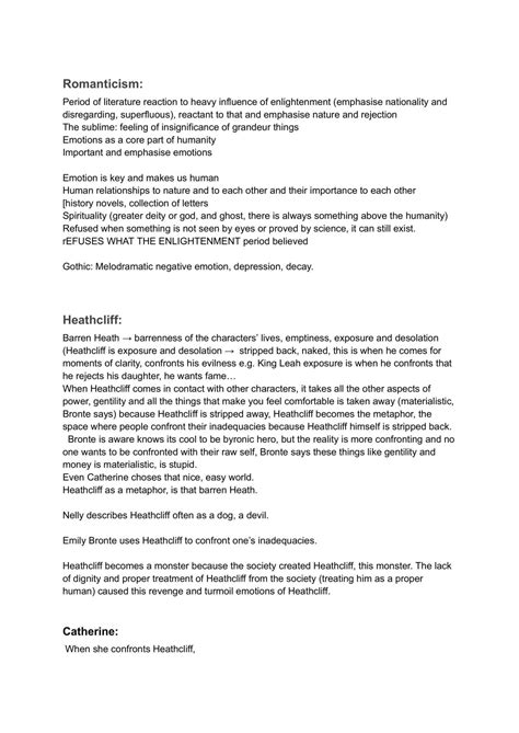 Wuthering Heights Notes | Literature - Year 11 VCE | Thinkswap