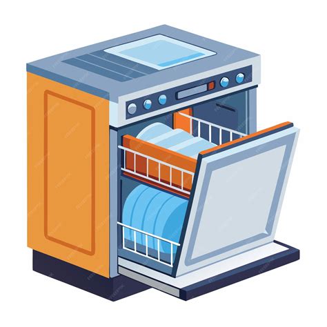Detailed Vector Design of an Open Dishwasher Ideal for Kitchen and ...