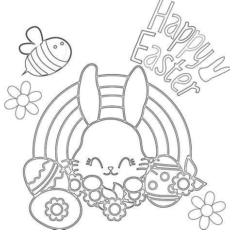 Happy Easter Day Coloring Page | Coloring Pages Mimi Panda
