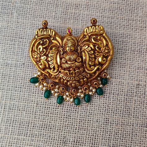 925 Silver Gold plated Nakshi Pendant-5588