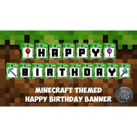 Minecraft Printable Happy Birthday Banner Letters