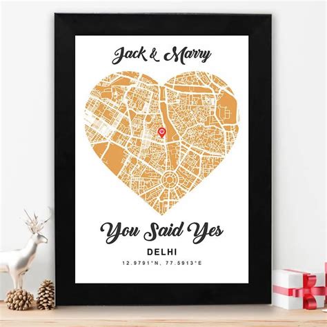 Personalized street map - Heart shape orange – 46Memories