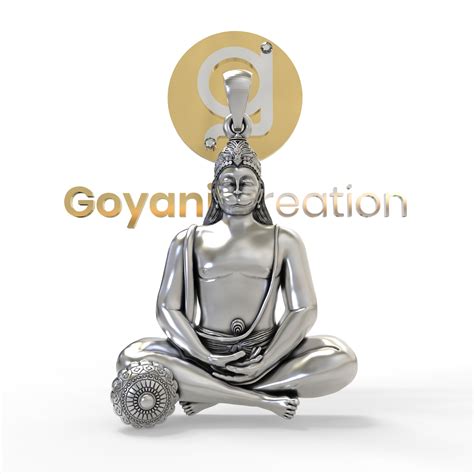 Silver Moraribapu Meditating Hanumanji Pendant – Goyani