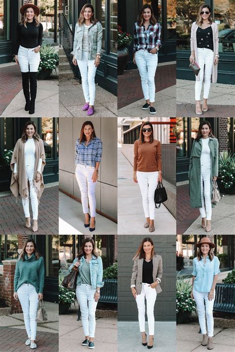 12 ways to wear white jeans in the fall! | White jeans outfit fall ...